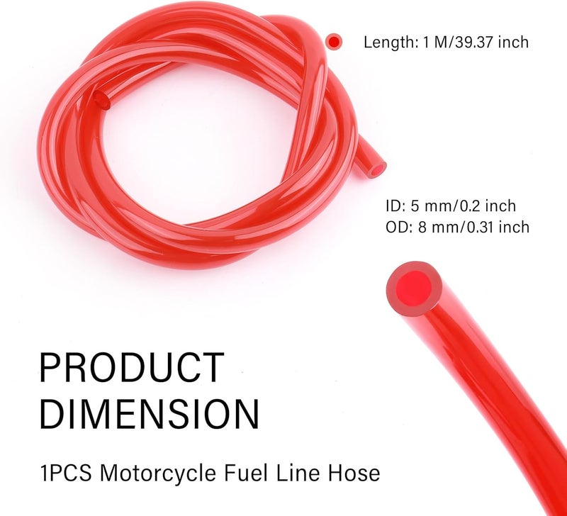 Figpade ID 5mm x OD 8mm Motorcycle Fuel Line Hose,Flexible Fuel Hose with Anti-aging PVC for Fuels Gas Transportation,Professional Gas Line Hoses for Motorcycle Petrol Diesel System (Red) - Image 2